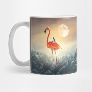 Flamingo and the blue bird Mug